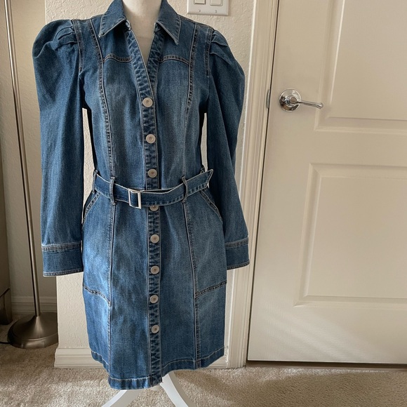 INC Denim Button-Down Belted Shirtdress Dress - Picture 2 of 5